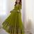 Green color heavy georgette wedding wear embroidery work long gown