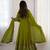 Green color heavy georgette wedding wear embroidery work long gown