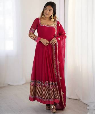 Rani heavy georgette wedding wear embroidery work long gown 1