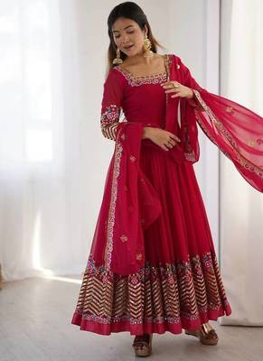 Rani heavy georgette wedding wear embroidery work long gown 3
