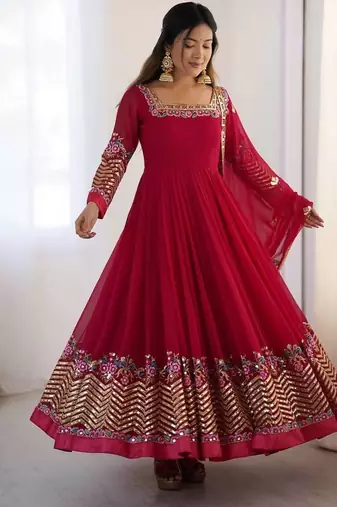 Rani heavy georgette wedding wear embroidery work long gown