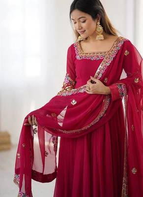 Rani heavy georgette wedding wear embroidery work long gown 5