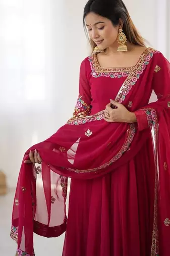 Rani heavy georgette wedding wear embroidery work long gown
