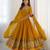 Yellow color heavy georgette wedding wear embroidery work long gown