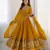 Yellow heavy georgette wedding wear embroidery work long gown