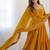 Yellow color heavy georgette wedding wear embroidery work long gown