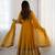Yellow color heavy georgette wedding wear embroidery work long gown