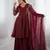 Maroon crunchy silk embroidery work wedding wear salwar suit