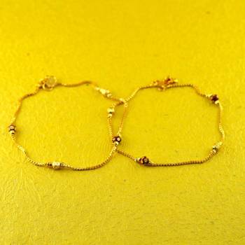 micro gold platted stone moti anklet size-10"inch 1