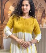 Yellow Women Pure Cotton Printed Kurta With Pant