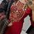  women pure cotton embroidered red kurta with pant and dupatta