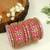 Gold plated traditional silk thread handcrafted mirror work embellishments bangles chuda bangle set for bridal