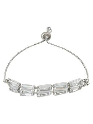 Stylish silver plated cubic zirconia american diamond adjustable bracelet for women 2