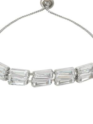 Stylish silver plated cubic zirconia american diamond adjustable bracelet for women 3