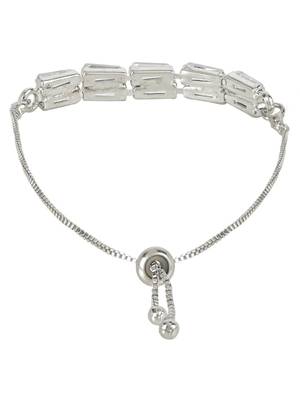 Stylish silver plated cubic zirconia american diamond adjustable bracelet for women 4