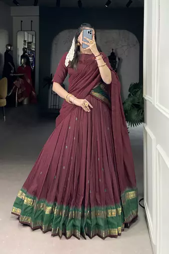 Tradition Woven in Gold Pure Chanderi Zari Work Chaniya Choli