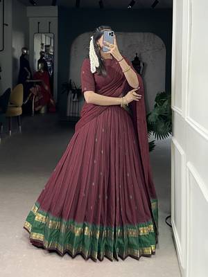 Tradition Woven in Gold Pure Chanderi Zari Work Chaniya Choli 6