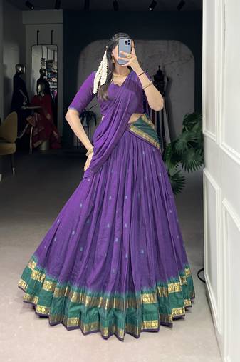 Tradition Woven in Gold Pure Chanderi Zari Work Chaniya Choli