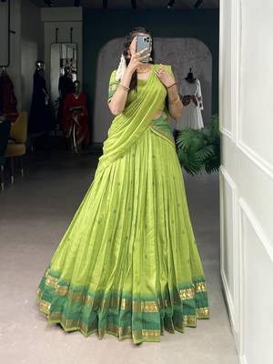 Tradition Woven in Gold Pure Chanderi Zari Work Chaniya Choli 1
