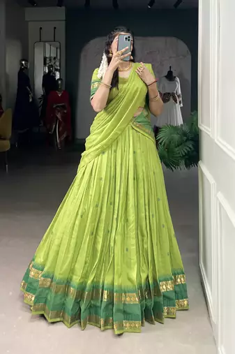 Tradition Woven in Gold Pure Chanderi Zari Work Chaniya Choli