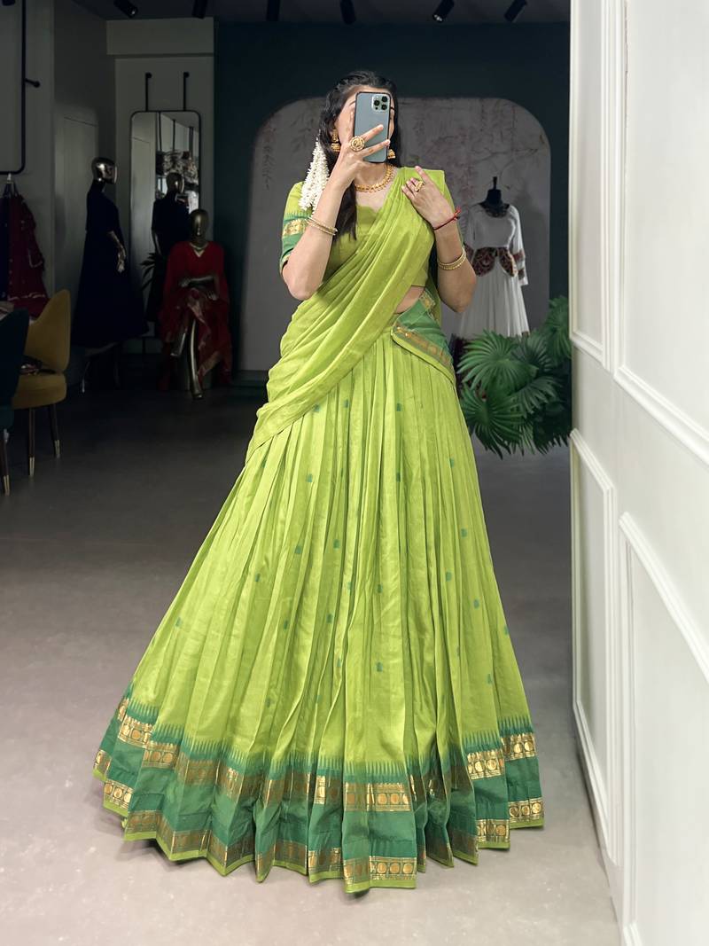 Tradition Woven in Gold Pure Chanderi Zari Work Chaniya Choli