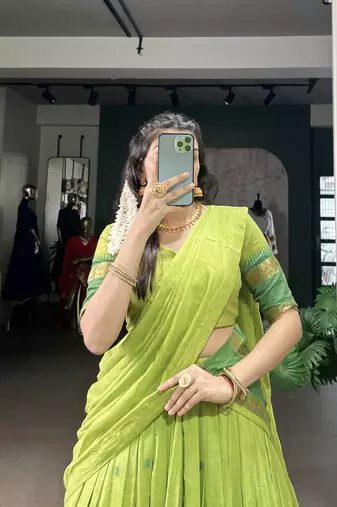 Tradition Woven in Gold Pure Chanderi Zari Work Chaniya Choli