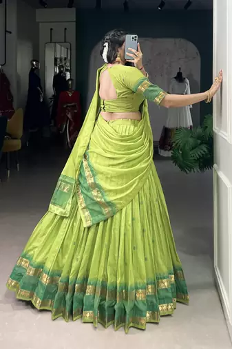 Tradition Woven in Gold Pure Chanderi Zari Work Chaniya Choli