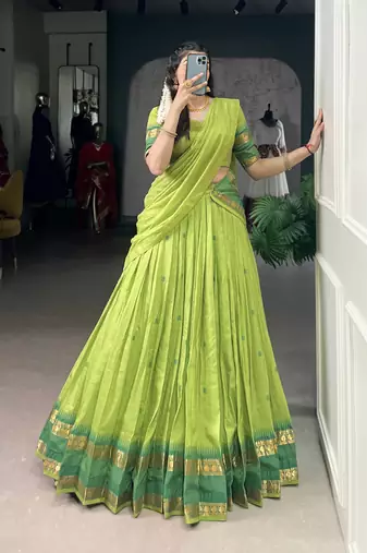 Tradition Woven in Gold Pure Chanderi Zari Work Chaniya Choli