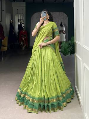Tradition Woven in Gold Pure Chanderi Zari Work Chaniya Choli 6
