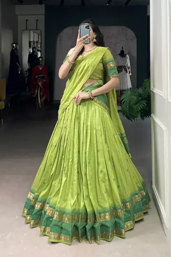 Tradition Woven in Gold Pure Chanderi Zari Work Chaniya Choli