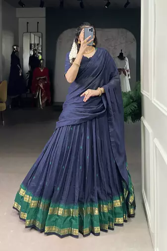 Tradition Woven in Gold Pure Chanderi Zari Work Chaniya Choli