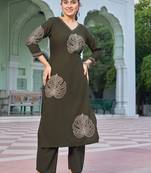 Floral Embroidered V-Neck Thread Work Straight Kurta With Palazzo