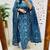  women pure cotton printed blue kurta with pant and dupatta
