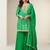 Green chinon semi stitched suit with digital print & embroidery codding sequence work