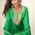Green chinon semi stitched suit with digital print & embroidery codding sequence work