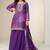 Purple chinon semi stitched suit with digital print & embroidery codding sequence work