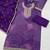 Purple chinon semi stitched suit with digital print & embroidery codding sequence work