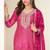 Magenta chinon semi stitched suit with digital print & embroidery codding sequence work
