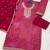 Magenta chinon semi stitched suit with digital print & embroidery codding sequence work