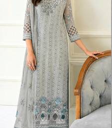 Sky Blue Fox Georgette Suit Embroidery Sequin Khatli