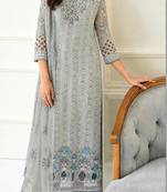 Sky Blue Fox Georgette Suit Embroidery Sequin Khatli