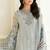 Sky blue fox georgette semi stitched suit with embroidery sequence work & khatli work