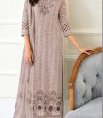 Baige Fox Georgette Semi Stitched Suit With Embroidery Sequin Work & Khatli Work