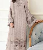 Baige fox georgette semi stitched suit with embroidery sequence work & khatli work