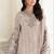 Baige fox georgette semi stitched suit with embroidery sequence work & khatli work