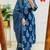  women pure cotton printed blue kurta with pant and dupatta