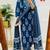  women pure cotton printed blue kurta with pant and dupatta