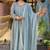  women pure cotton embroidered dusty blue kurta with pant and dupatta
