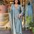  women pure cotton embroidered dusty blue kurta with pant and dupatta