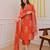  women pure cotton printed orange kurta with pant and dupatta